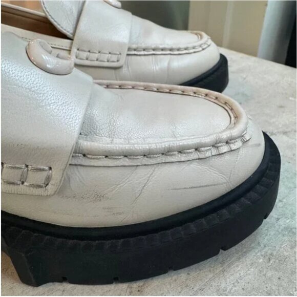 COACH Leah Leather Loafers – Cream, Size 9 - Picture 5 of 8